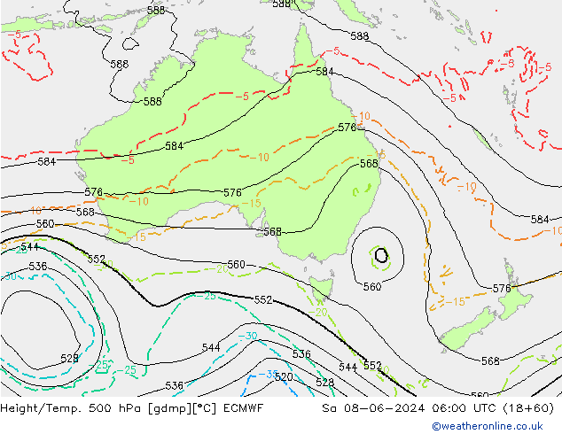 Z500/Yağmur (+YB)/Z850 ECMWF Cts 08.06.2024 06 UTC