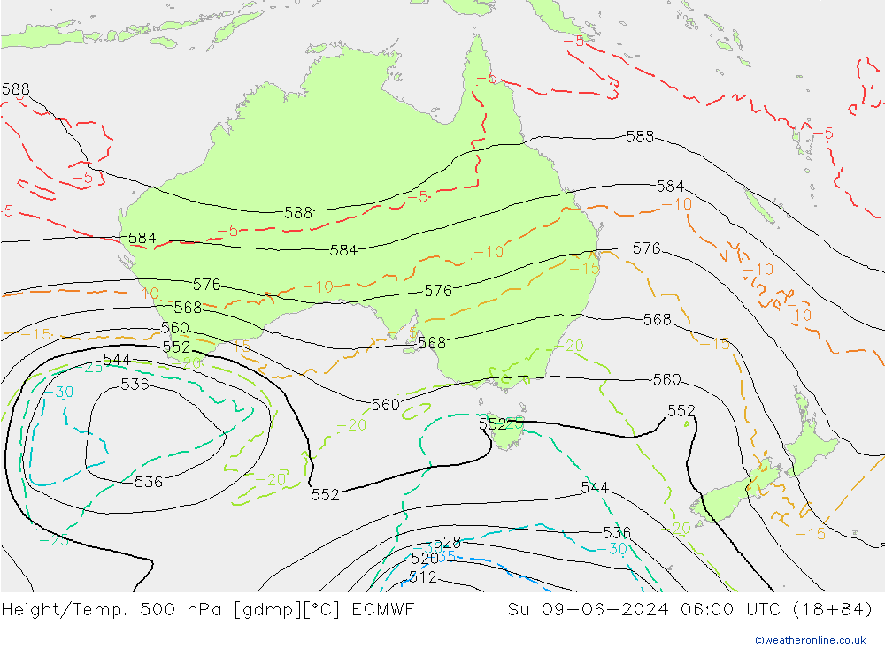 Z500/Rain (+SLP)/Z850 ECMWF Su 09.06.2024 06 UTC