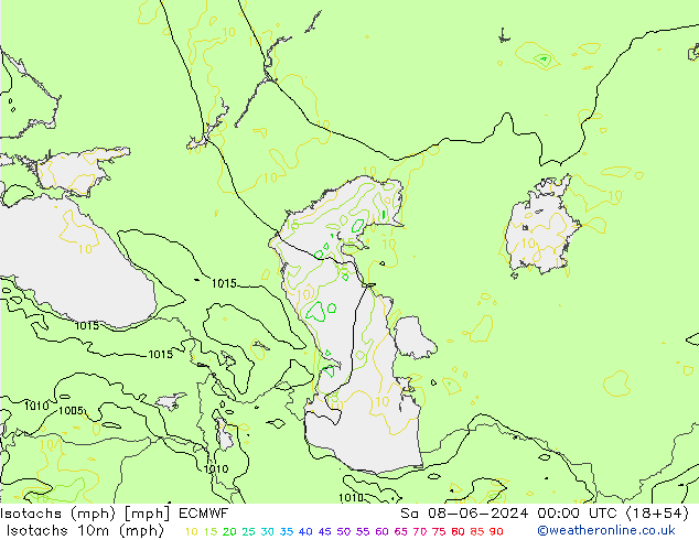 Isotachs (mph) ECMWF Sa 08.06.2024 00 UTC