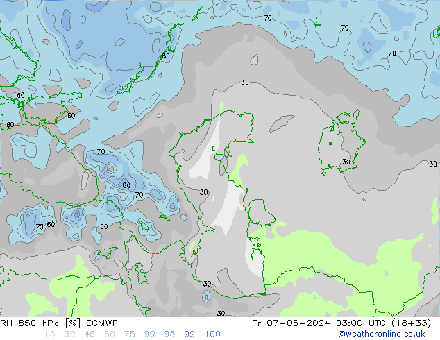 RH 850 hPa ECMWF Fr 07.06.2024 03 UTC