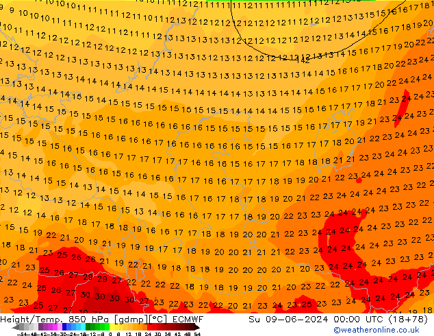 Z500/Rain (+SLP)/Z850 ECMWF Su 09.06.2024 00 UTC