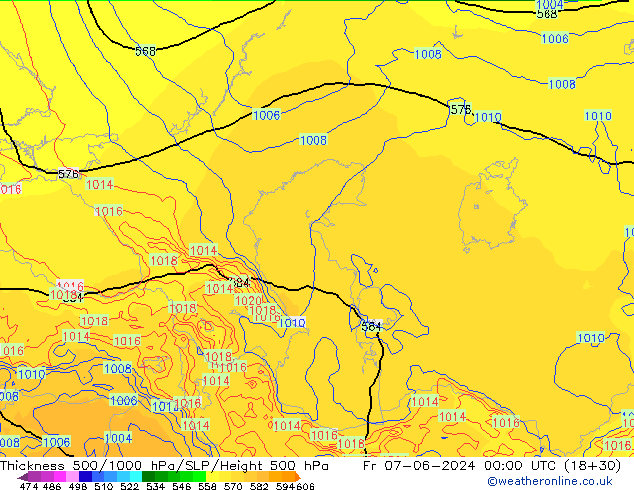 Thck 500-1000hPa ECMWF Pá 07.06.2024 00 UTC