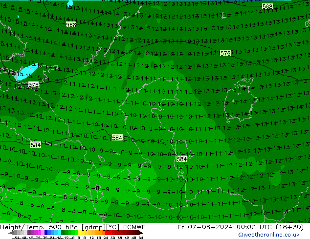 Z500/Rain (+SLP)/Z850 ECMWF Fr 07.06.2024 00 UTC