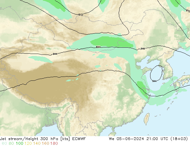 Jet stream ECMWF Qua 05.06.2024 21 UTC