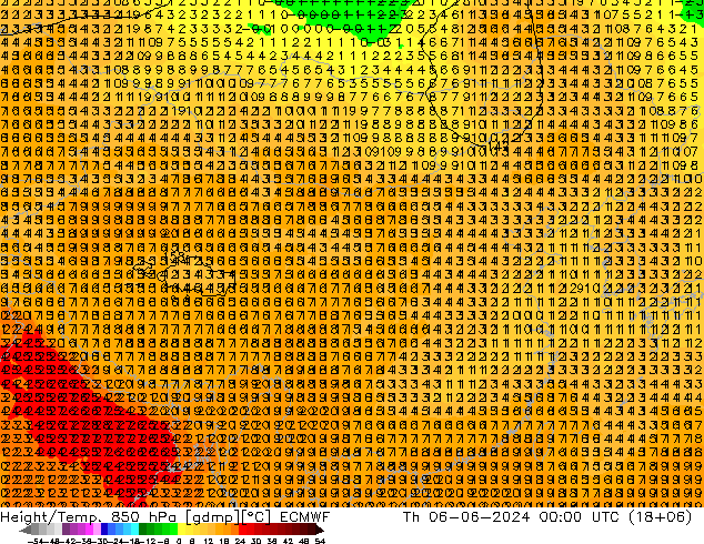 Z500/Rain (+SLP)/Z850 ECMWF 星期四 06.06.2024 00 UTC