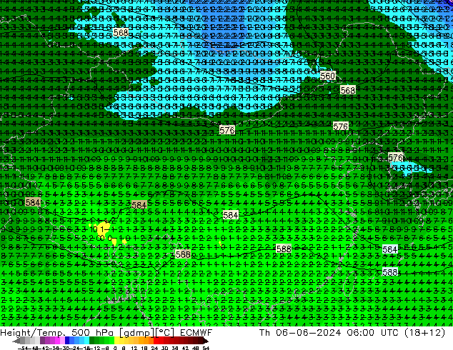 Z500/Rain (+SLP)/Z850 ECMWF 星期四 06.06.2024 06 UTC