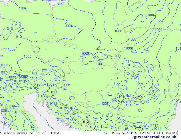 pression de l'air ECMWF dim 09.06.2024 12 UTC