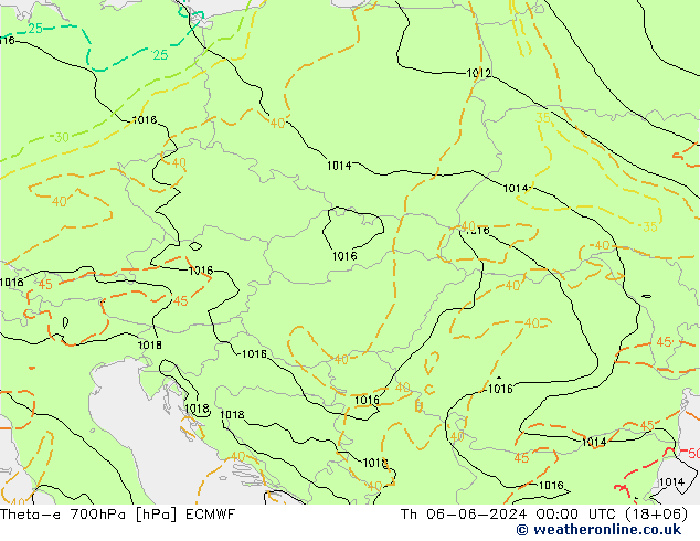 Theta-e 700hPa ECMWF Qui 06.06.2024 00 UTC