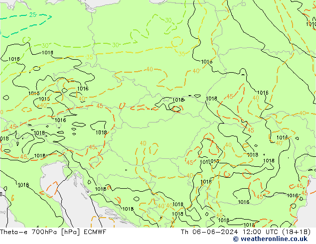 Theta-e 700hPa ECMWF Per 06.06.2024 12 UTC