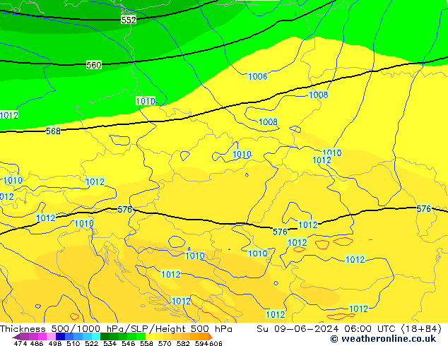 Thck 500-1000hPa ECMWF Su 09.06.2024 06 UTC