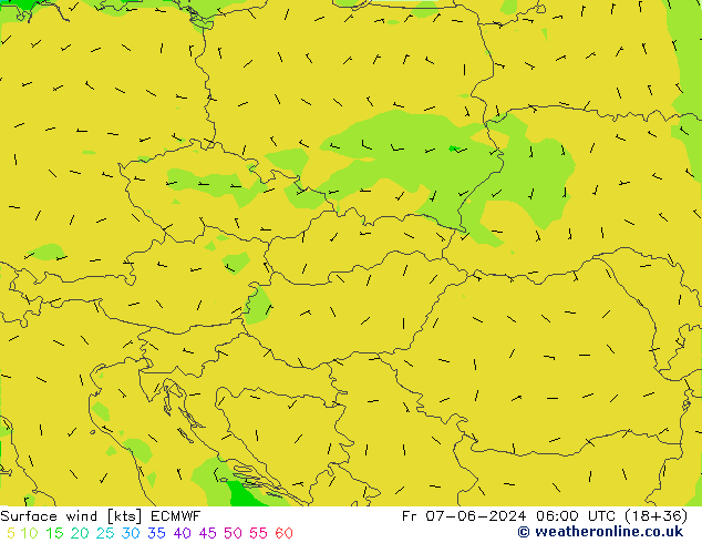 Surface wind ECMWF Fr 07.06.2024 06 UTC