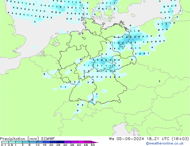 Niederschlag ECMWF Mi 05.06.2024 21 UTC