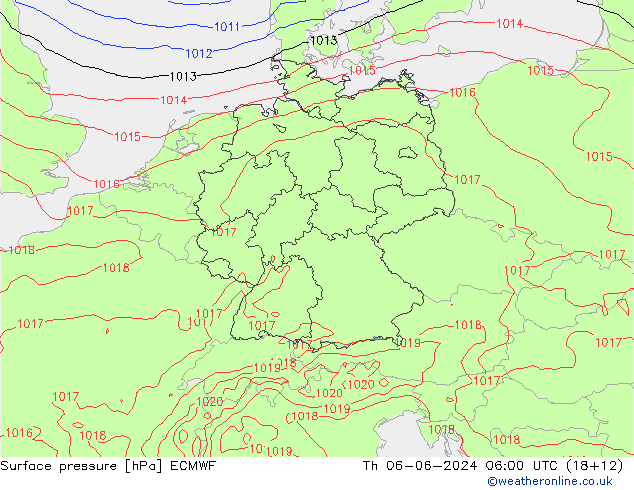 Bodendruck ECMWF Do 06.06.2024 06 UTC