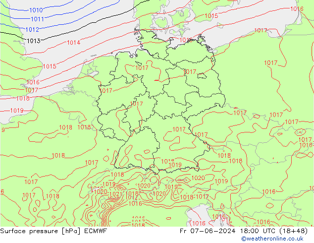 Pressione al suolo ECMWF ven 07.06.2024 18 UTC