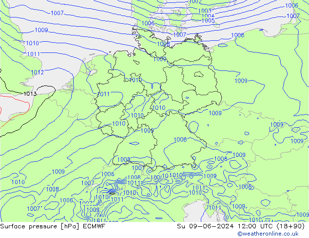 ciśnienie ECMWF nie. 09.06.2024 12 UTC