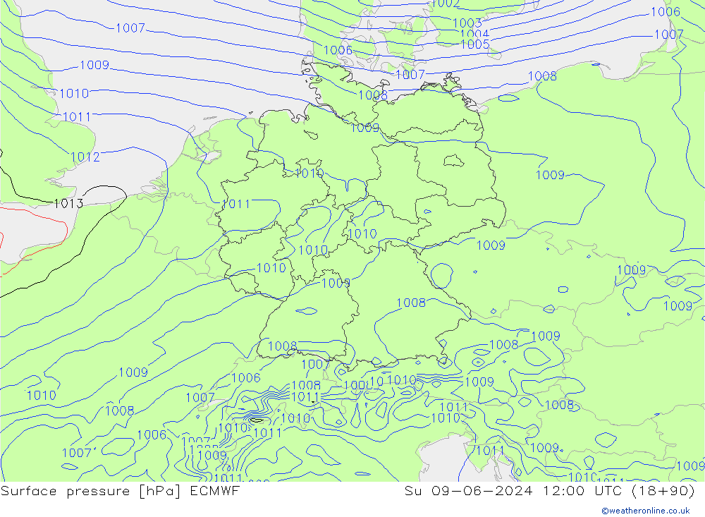 ciśnienie ECMWF nie. 09.06.2024 12 UTC