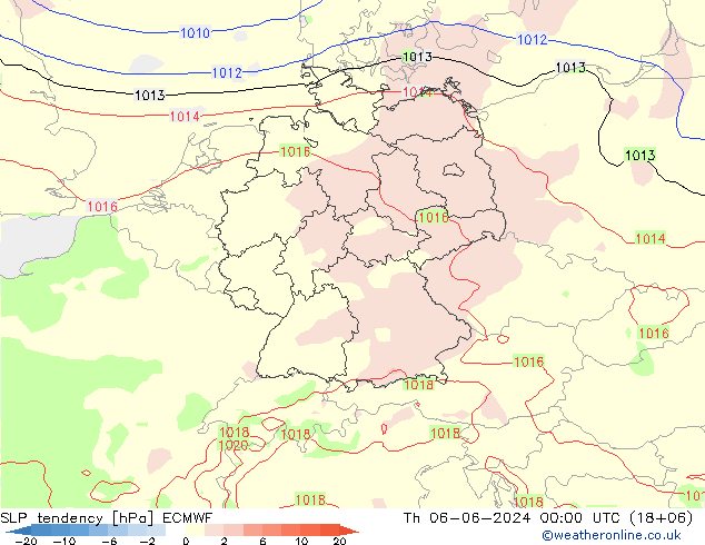 Drucktendenz ECMWF Do 06.06.2024 00 UTC