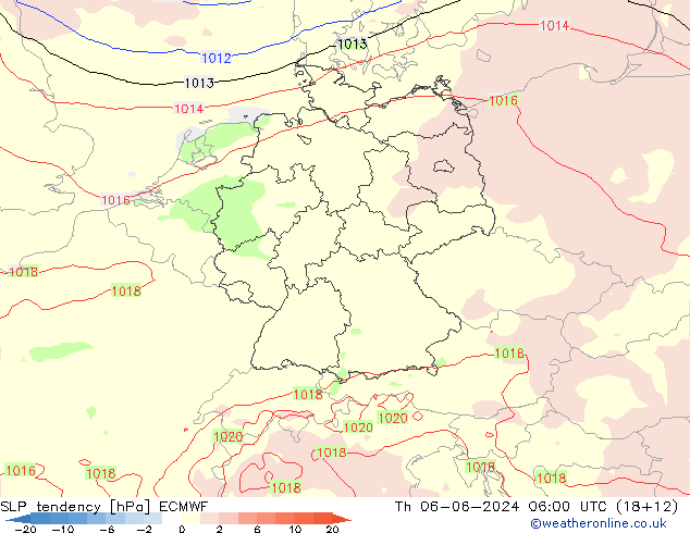 Tendenza di Pressione ECMWF gio 06.06.2024 06 UTC