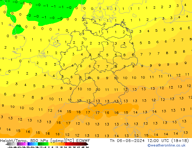 Z500/Rain (+SLP)/Z850 ECMWF Th 06.06.2024 12 UTC