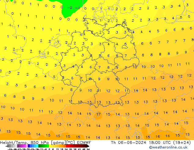 Z500/Rain (+SLP)/Z850 ECMWF jeu 06.06.2024 18 UTC