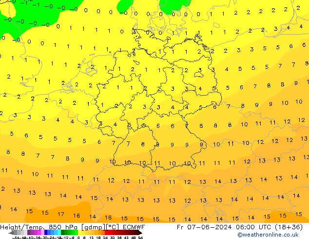 Z500/Rain (+SLP)/Z850 ECMWF vie 07.06.2024 06 UTC