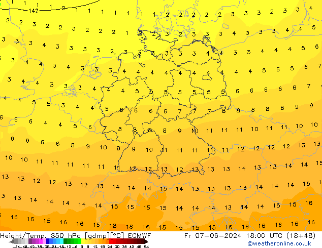 Z500/Rain (+SLP)/Z850 ECMWF Fr 07.06.2024 18 UTC