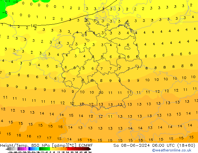 Z500/Rain (+SLP)/Z850 ECMWF Sa 08.06.2024 06 UTC