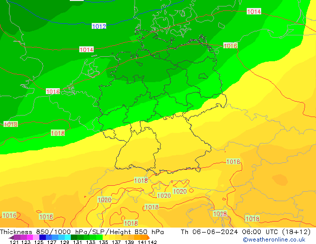 Thck 850-1000 hPa ECMWF Th 06.06.2024 06 UTC