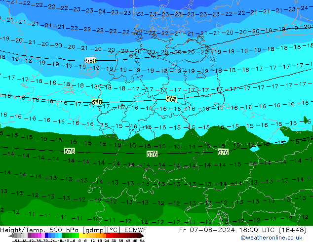 Z500/Rain (+SLP)/Z850 ECMWF Fr 07.06.2024 18 UTC