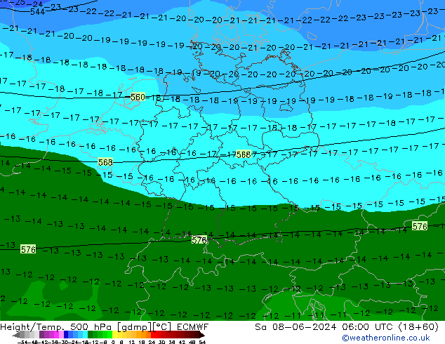 Z500/Rain (+SLP)/Z850 ECMWF Sa 08.06.2024 06 UTC