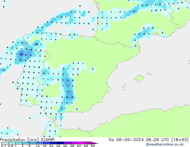 precipitação ECMWF Sáb 08.06.2024 09 UTC