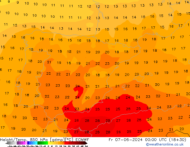 Z500/Rain (+SLP)/Z850 ECMWF Pá 07.06.2024 00 UTC