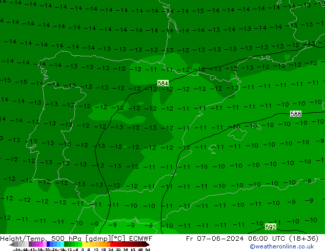 Z500/Rain (+SLP)/Z850 ECMWF Fr 07.06.2024 06 UTC