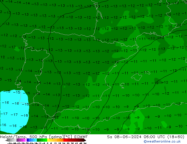 Height/Temp. 500 hPa ECMWF Sa 08.06.2024 06 UTC