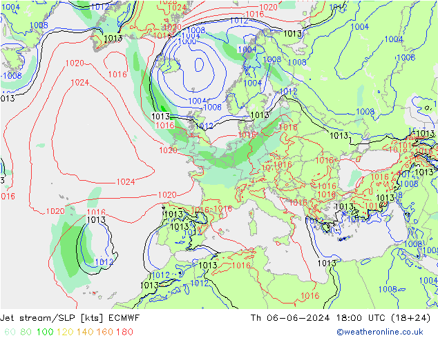 Jet Akımları/SLP ECMWF Per 06.06.2024 18 UTC