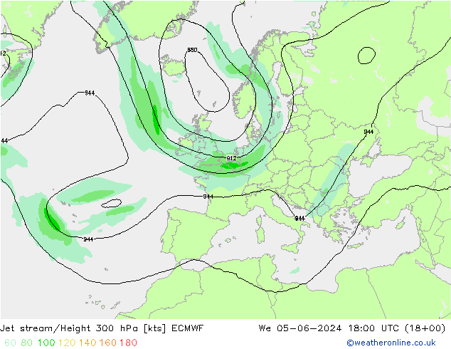 Jet stream ECMWF Qua 05.06.2024 18 UTC