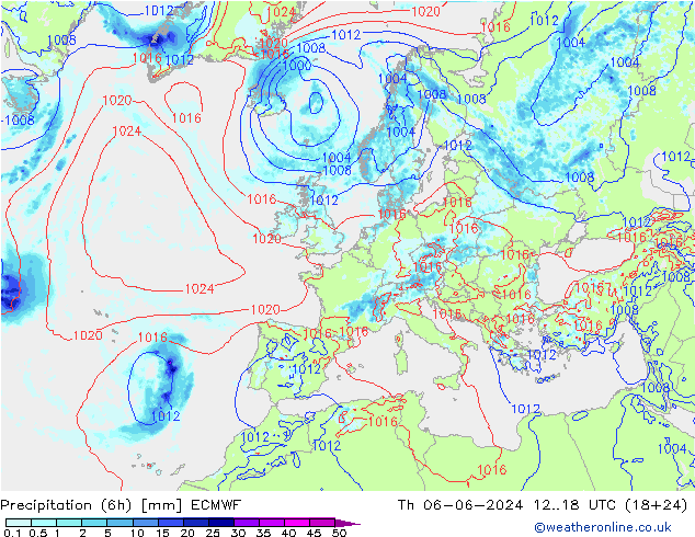 Z500/Rain (+SLP)/Z850 ECMWF Th 06.06.2024 18 UTC