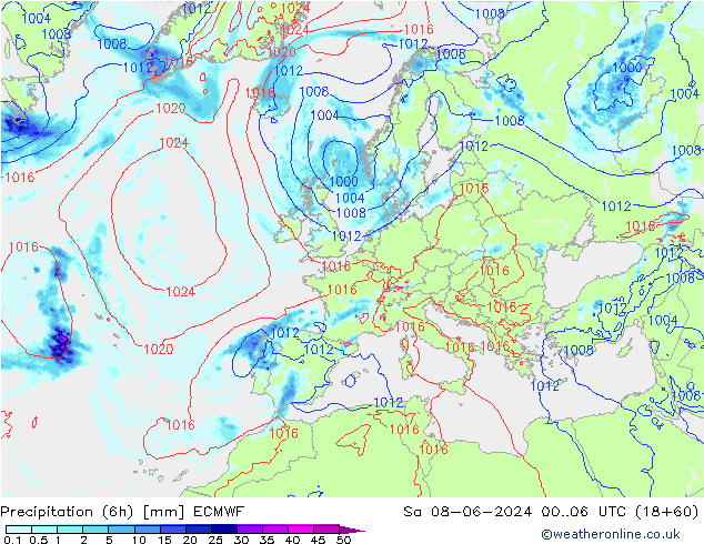 Z500/Rain (+SLP)/Z850 ECMWF  08.06.2024 06 UTC