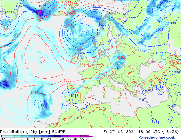 Nied. akkumuliert (12Std) ECMWF Fr 07.06.2024 06 UTC