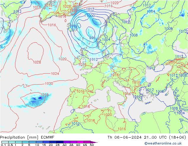 降水 ECMWF 星期四 06.06.2024 00 UTC