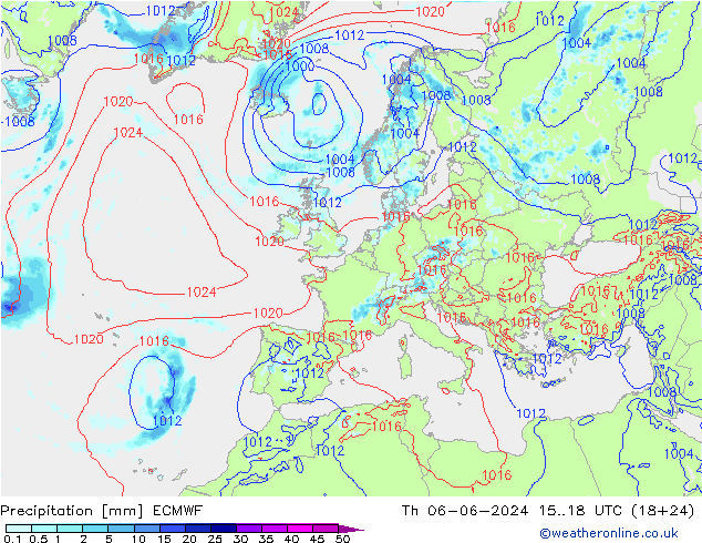 Niederschlag ECMWF Do 06.06.2024 18 UTC