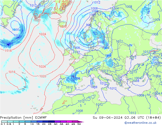 precipitação ECMWF Dom 09.06.2024 06 UTC