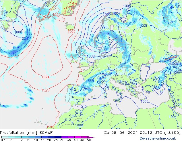 Précipitation ECMWF dim 09.06.2024 12 UTC