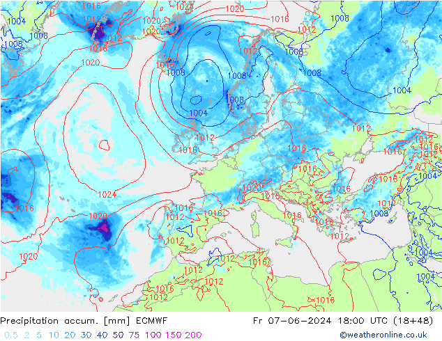 Toplam Yağış ECMWF Cu 07.06.2024 18 UTC