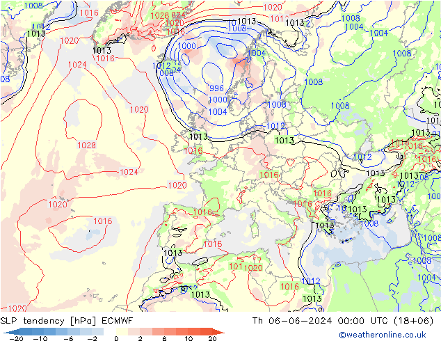 SLP tendency ECMWF Th 06.06.2024 00 UTC