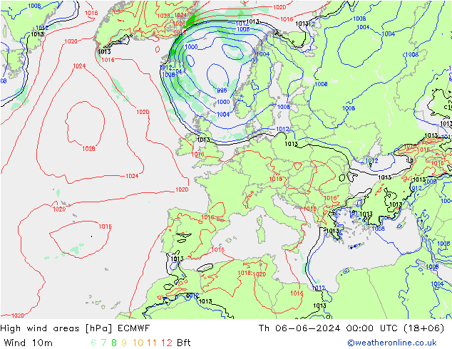 High wind areas ECMWF jeu 06.06.2024 00 UTC