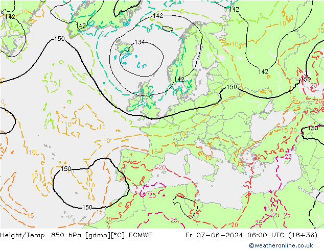 Height/Temp. 850 hPa ECMWF Fr 07.06.2024 06 UTC