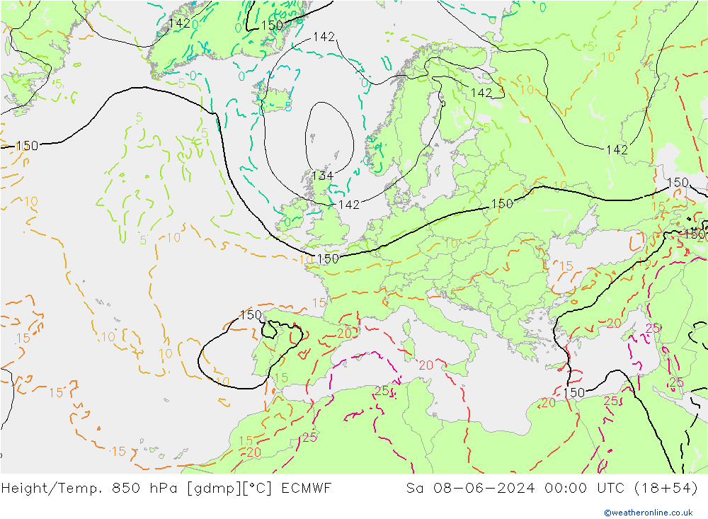 Z500/Rain (+SLP)/Z850 ECMWF Sa 08.06.2024 00 UTC