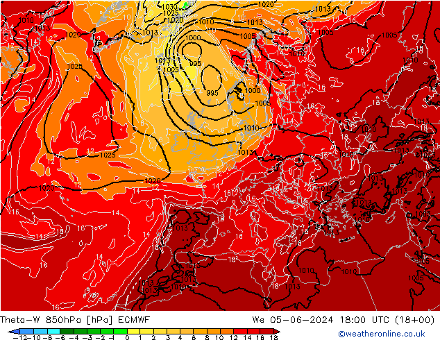 Theta-W 850hPa ECMWF We 05.06.2024 18 UTC