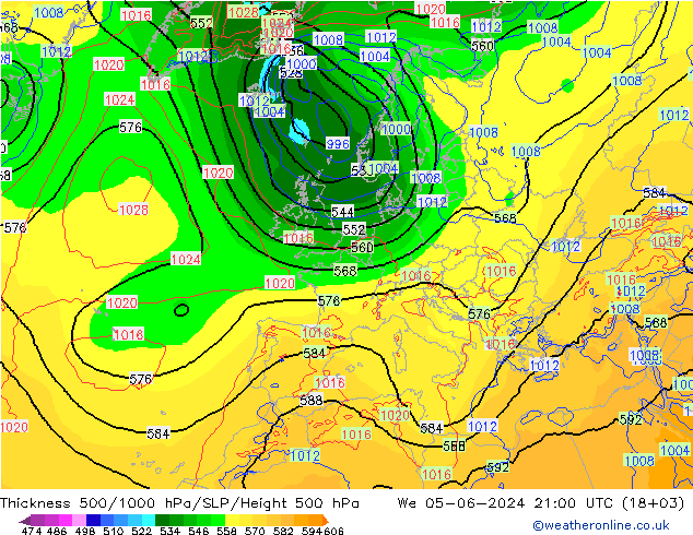 Schichtdicke 500-1000 hPa ECMWF Mi 05.06.2024 21 UTC